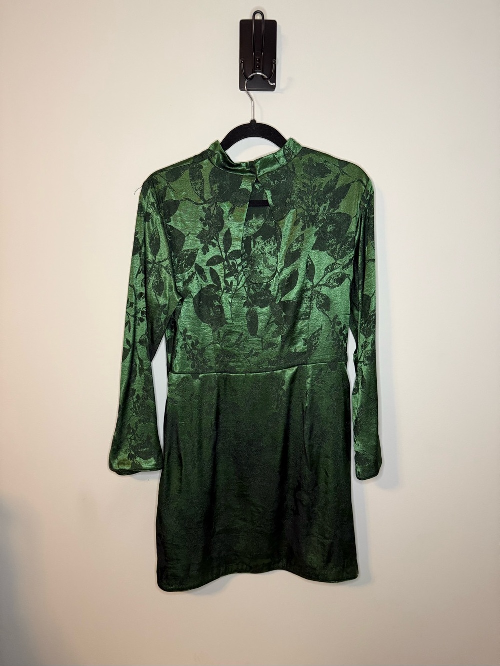 Zara Dark Green Floral Jacquard Long Sleeve Mini Dress